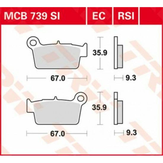 TRW μεταλλικά τακάκια MCB739SI για BETA RR 50 08-17 / YAMAHA YZ 250 F 01-22 1 σετ για 1 δαγκάνα