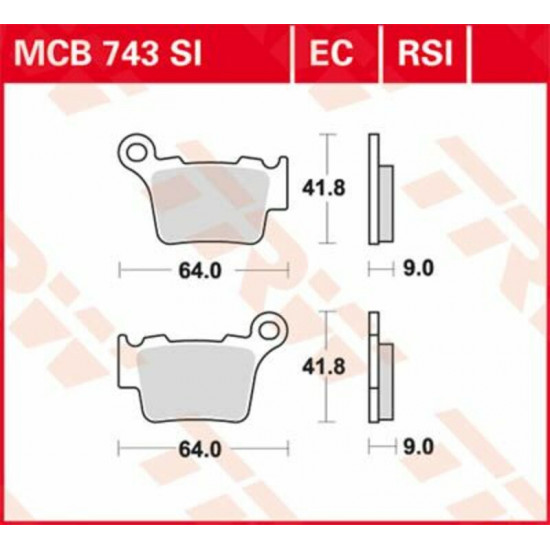 TRW μεταλλικά τακάκια MCB743RSI για KTM EXC 125 04-16 / KTM EXC 250 04-17 1 σετ για 1 δαγκάνα