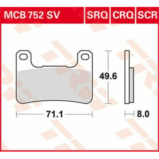TRW μεταλλικά τακάκια MCB752SV για SUZUKI VZR 1800 R 06-16 / KAWASAKI KLZ 1000 ABS 20-23 1 σετ για 1 δαγκάνα