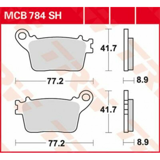 TRW μεταλλικά τακάκια MCB784SH για KAWASAKI ZX-10 R 1000 ABS 11-21 / YAMAHA YZF-R1 1000 ABS 15-22 1 σετ για 1 δαγκάνα