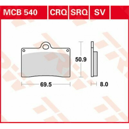 TRW οργανικά τακάκια MCB540 για INDIAN CHIEF 105 09-13 / MZ SKORPION 660 94-01 1 σετ για 1 δαγκάνα