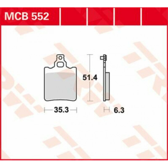 TRW οργανικά τακάκια MCB552 για GENERIC (KSR MOTO) TRIGGER 50 SM 06-17 / GENERIC (KSR MOTO) TRIGGER 50 X 06-17 1 σετ για 1 δαγκάνα