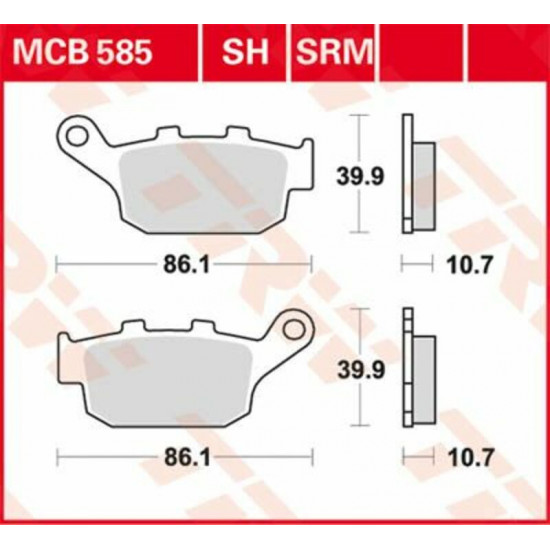 TRW οργανικά τακάκια MCB585 για HONDA RS 250 R 90-09 / HONDA XRV 750 90-03 1 σετ για 1 δαγκάνα