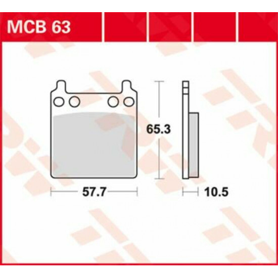 TRW οργανικά τακάκια MCB63 για HONDA GL 1000 K 76-78 / HONDA CB 750 F2 77-77 1 σετ για 1 δαγκάνα