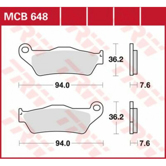 TRW οργανικά τακάκια MCB648 για KTM EXC 125 93-16 / KTM EXC 250 99-17 1 σετ για 1 δαγκάνα