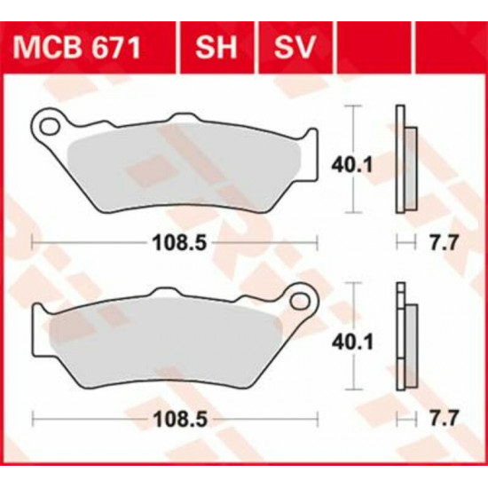 TRW οργανικά τακάκια MCB671 για DUCATI DIAVEL 1200 ABS 11-17 / DUCATI SCRAMBLER 803 ABS 20-23 1 σετ για 1 δαγκάνα
