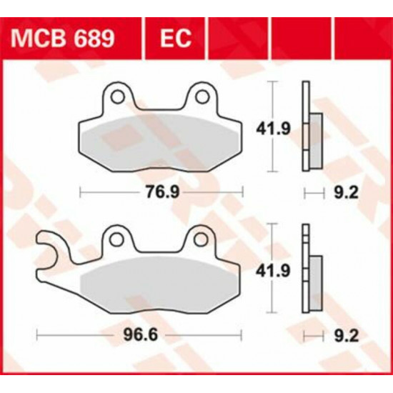 TRW οργανικά τακάκια MCB689 για ROYAL ENFIELD CLASSIC 500 EFI 09-17 / KYMCO VITALITY 50 2T 04-17 1 σετ για 1 δαγκάνα