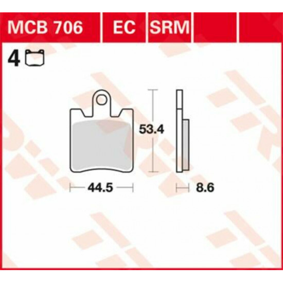 TRW οργανικά τακάκια MCB706EC για DAELIM S3 125 FI 10-16 / DAELIM S1 125 F.I. 07-16 1 σετ για 1 δαγκάνα