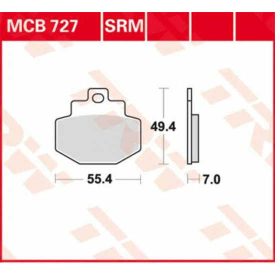 TRW οργανικά τακάκια MCB727 για VESPA GTS 125 IGET ABS 17-21 / VESPA GTS 125 I.E. 10-16 1 σετ για 1 δαγκάνα