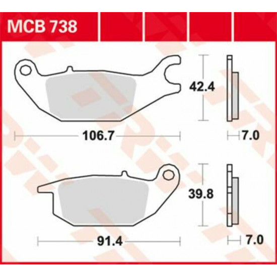 TRW οργανικά τακάκια MCB738 για HONDA XL 125 V 01-16 / HONDA CBR 125 R 04-10 1 σετ για 1 δαγκάνα