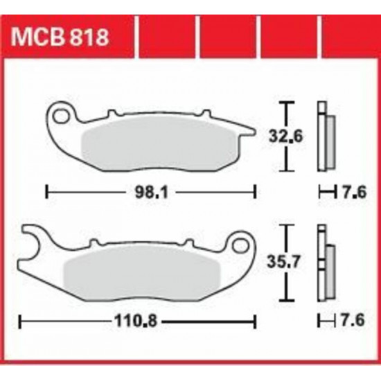 TRW οργανικά τακάκια MCB818 για DERBI SENDA 125 07-13 / DERBI MULHACEN 125 07-10 1 σετ για 1 δαγκάνα