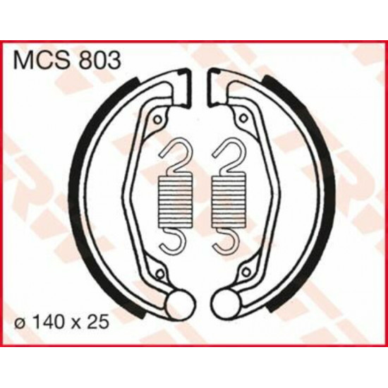 TRW οργανικές σιαγώνες MCS803 για HONDA CM 125 C 82-99 / HONDA CM 185 T 78-80 1 ζευγάρι για 1 ταμπούρο
